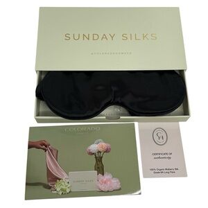 Sunday Silks Sleep eye Mask Cloud midnight black mulberry silk new in box